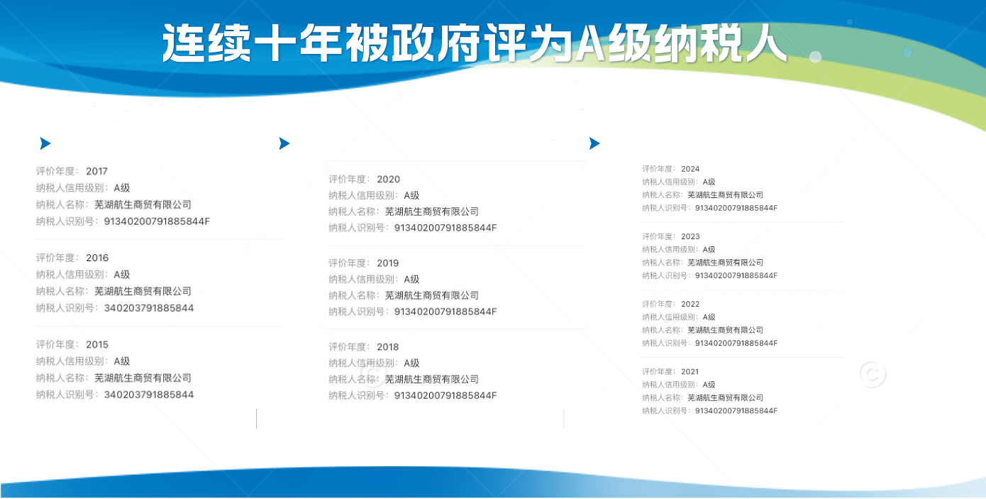 芜湖航生A级纳税人资料